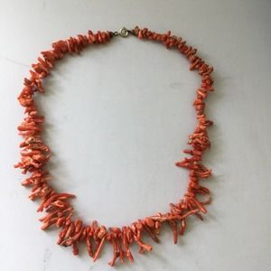 Coral Branch Necklace Vintage Genuine Coral Natural Beaded Red Older 18” Branch